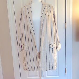 J.Jill Linen/Cotton Striped Blazer